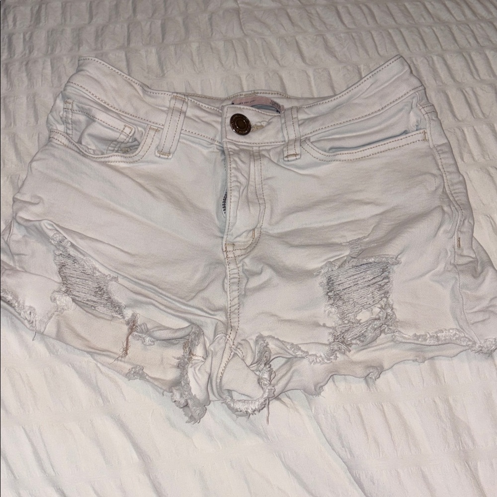 SO White Distressed Jean Shorts